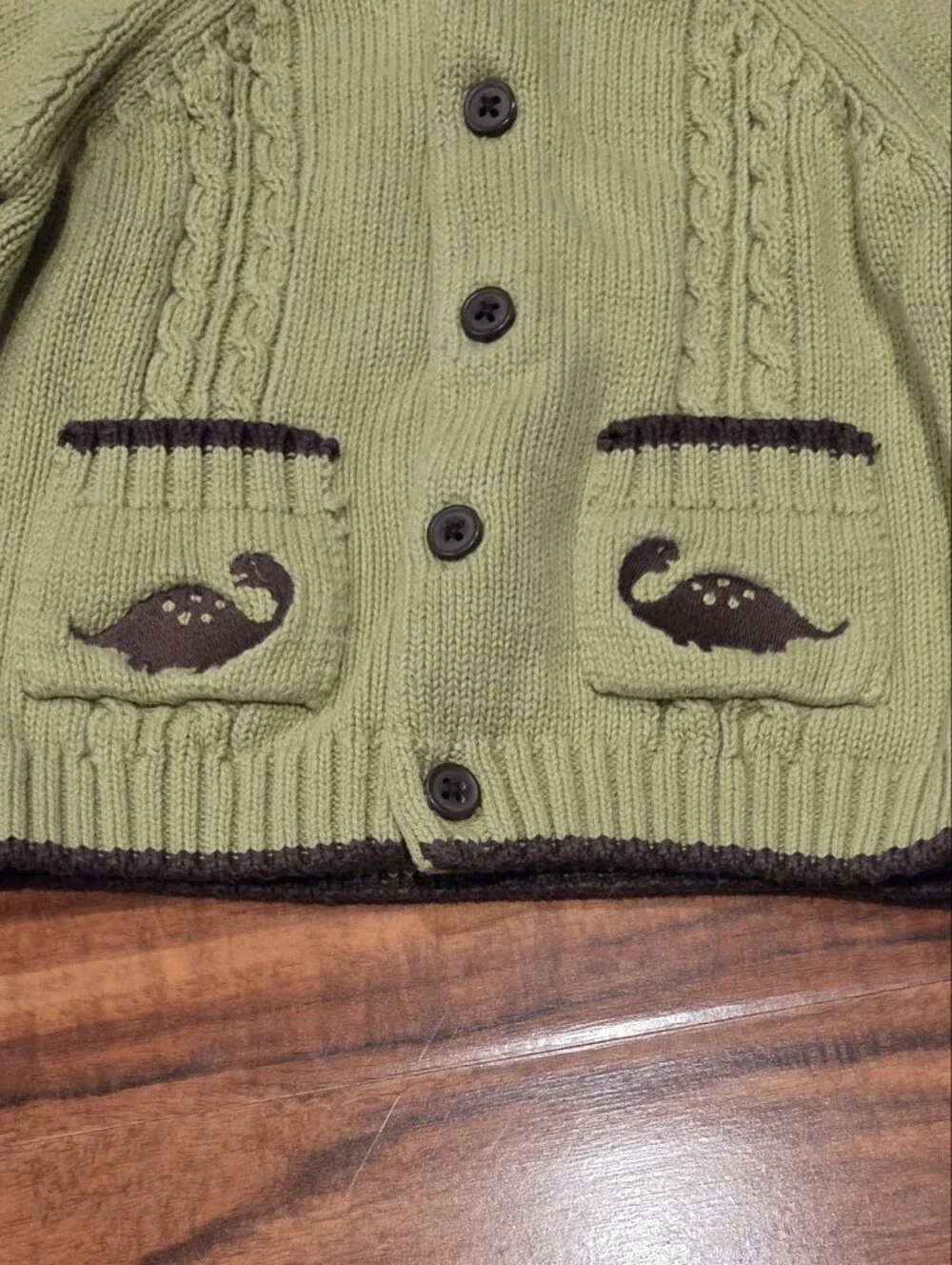 Gymboree EUC 6-12 Months Green Hooded Dino Sweater and Brown Corduroy Pants
